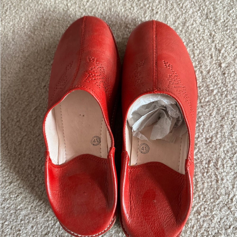 Authentic Moroccan Leather Slip-On Shoes/Slippers. Bought in an souk in Morocco